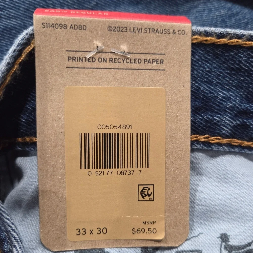 Levis 505 Regular Fit Jeans Mens 33x30 Blue Straight Leg Medium Wash Denim NEW